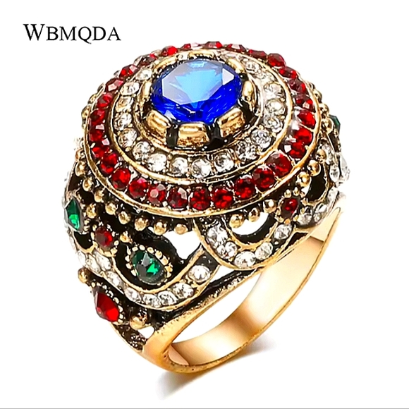 Luxury Men's ring size 8 with multi color cubic zirconia stones - Picture 2 of 5